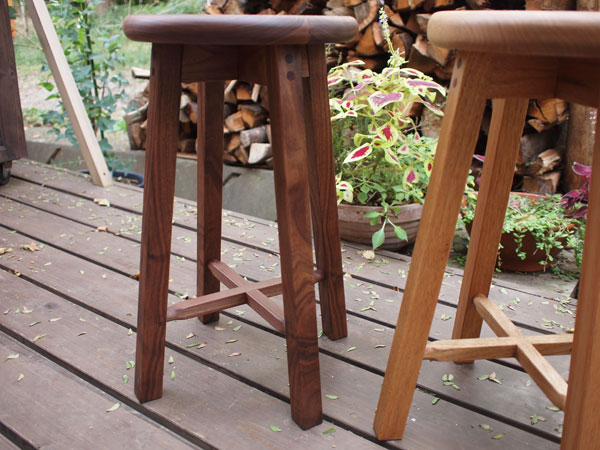 Black Walnut and Kurumi Round Stool